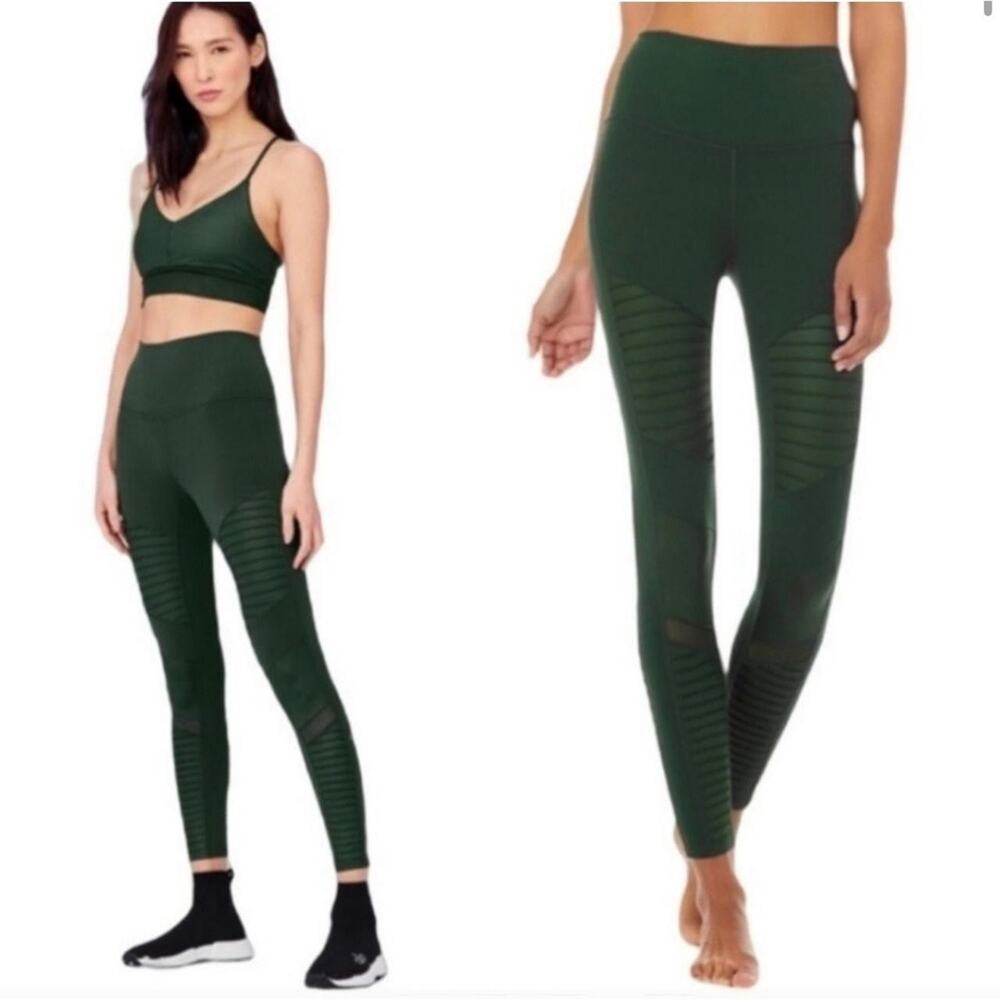 Alo Yoga High Waist Moto Leggings Forest Green Small